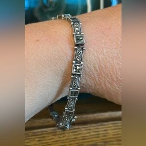 Vintage Judith Jack Sterling Silver Marcasite Art Deco Bracelet